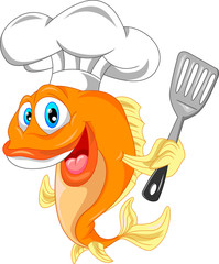 Fototapeta premium fish chef cartoon