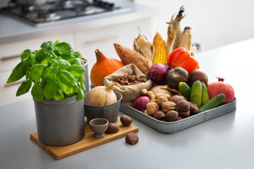 Closeup on fresh vegetables on table