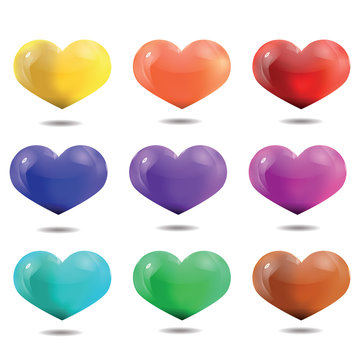 Bright multicolored hearts, template for Valentine's Day and we