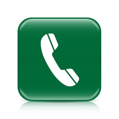 Green phone button icon with reflection