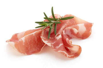 Dried pig meat slices. Delicatess.