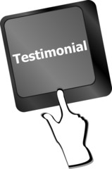 Testimonial button on keyboard key