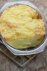 Just taken from the oven - potato and cheese casserole.