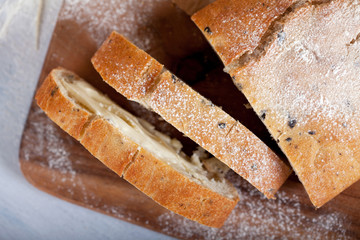 sliced fresh white bread with spices
