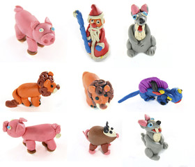 Set of plasticine craft figures made by che child