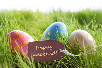 Happy Easter  Label With Text Happy Weekend