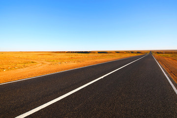 Open road. The autobahn in the desert.