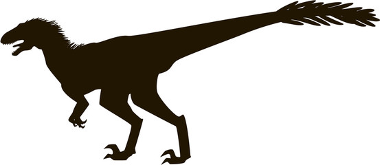 Velociraptor with feathers silhouette