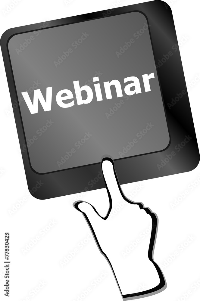 Poster webinar button on computer keyboard key