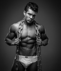 Brutal guy with steel chain
