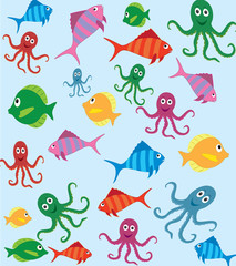 Fish and octopus pattern