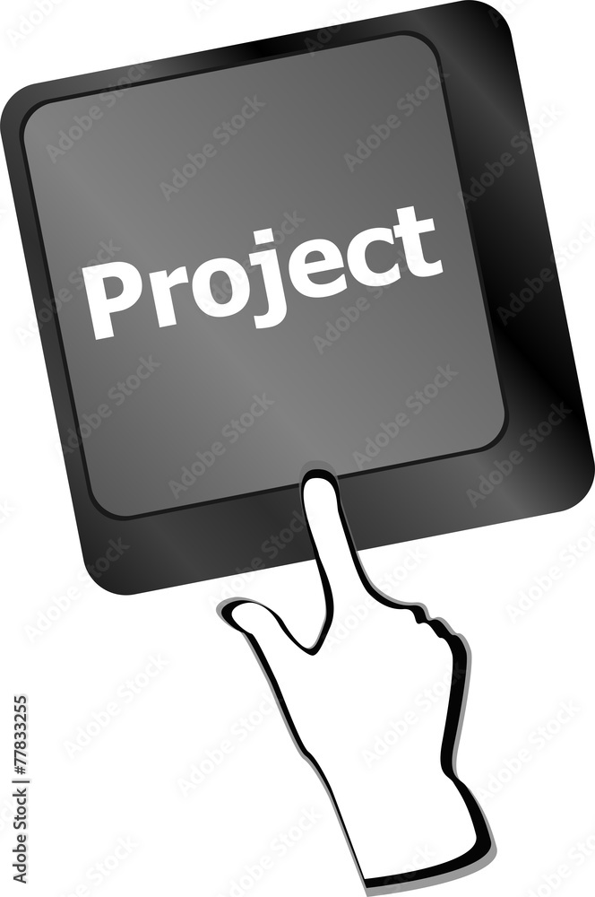 Poster future time concept with project key on computer keyboard