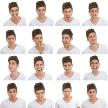 Set Of Male Facial Expressions