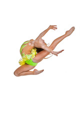 gymnast or ballet dancer leaping