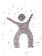 people in the form of a dancing man.