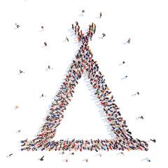 people in the form of a tepee.