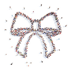 people in the form of a bow.