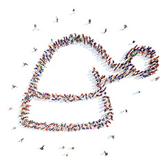 people in the form a cap of Santa Claus.