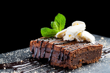 Appetizing chocolate brownie.