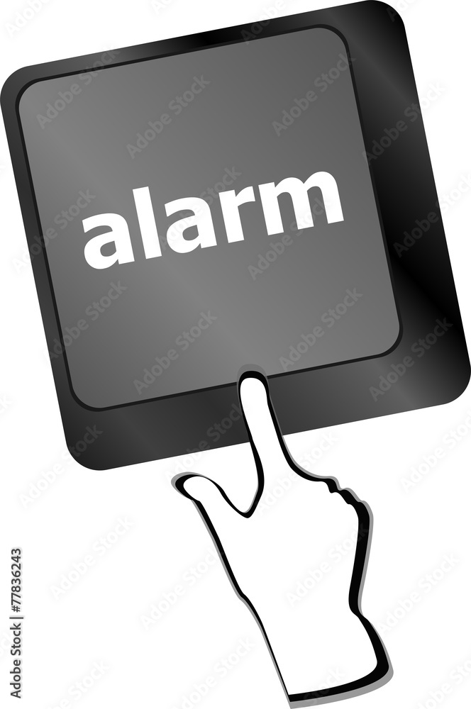 Poster alarm button on a black computer keyboard
