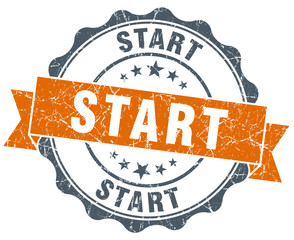 start vintage orange seal isolated on white