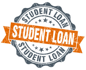 student loan vintage orange seal isolated on white