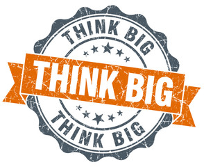 think big vintage orange seal isolated on white