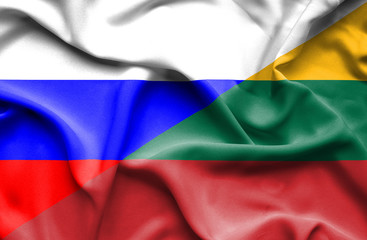 Waving flag of Lithuania and Russia