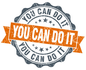 you can do it vintage orange seal isolated on white