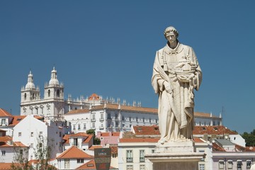 Fototapeta na wymiar Statue in front of church of Santa Engracia, Lisbon, Portugal