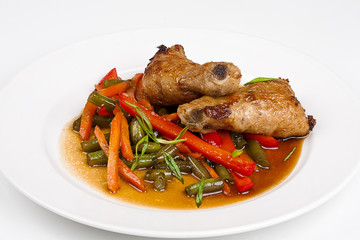 Asian fried chiken with vegetables
