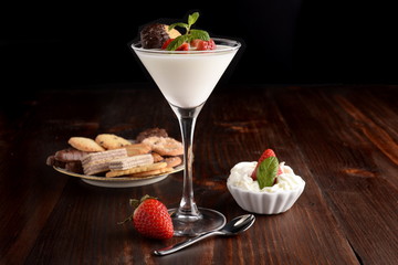 breakfast of yogurt and strawberry dessert