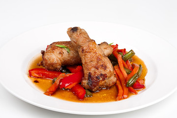 Asian fried chiken with vegetables