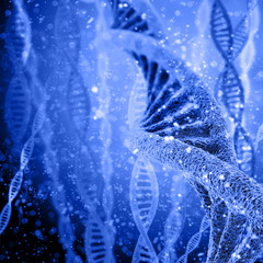 Digital illustration DNA structure in colour background