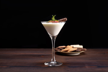 breakfast of yogurt and strawberry dessert