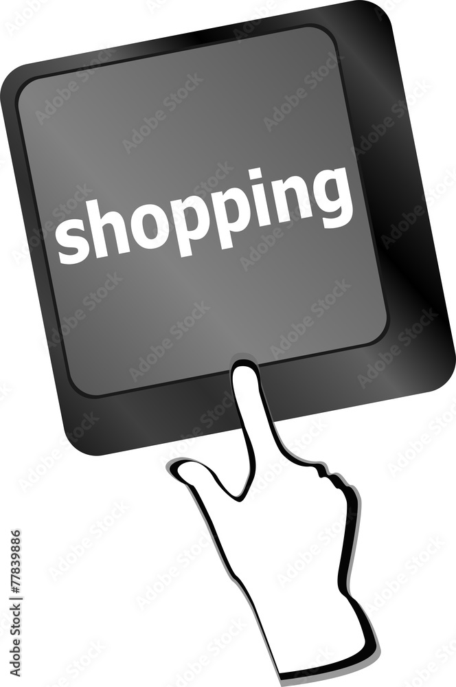 Poster shopping concept with computer enter key on keyboard