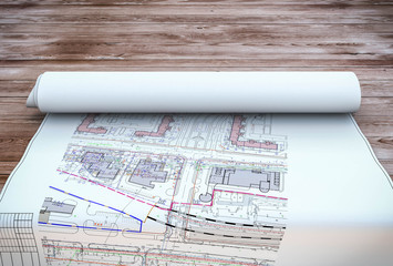 Blueprint plan on table