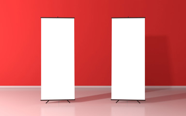 Set of two blank roll up posters - vertical billboard for text
