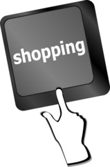 shopping concept with computer enter key on keyboard