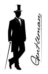 silhouette of a gentleman in a tuxedo