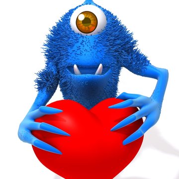 Monster with valentine heart