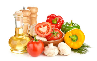 Fresh vegetables and mushrooms
