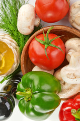 Fresh vegetables and mushrooms