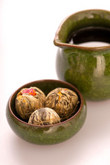 Tea ceremony still life isolated on white