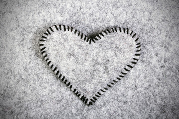 felt heart on a gray background