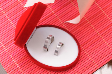 Wedding rings in a red box
