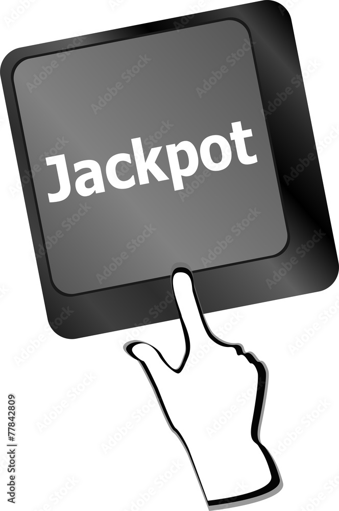 Poster key on a computer keyboard with the words jackpot