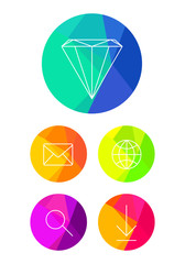 Flat Icons on bright circle background