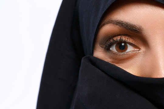 Beautiful Muslim woman looking at camera
