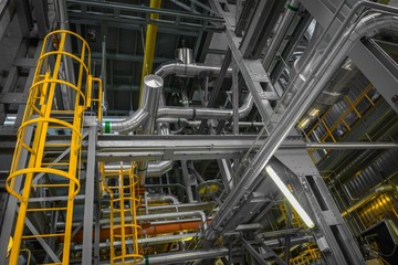 Ladder in industrial interior